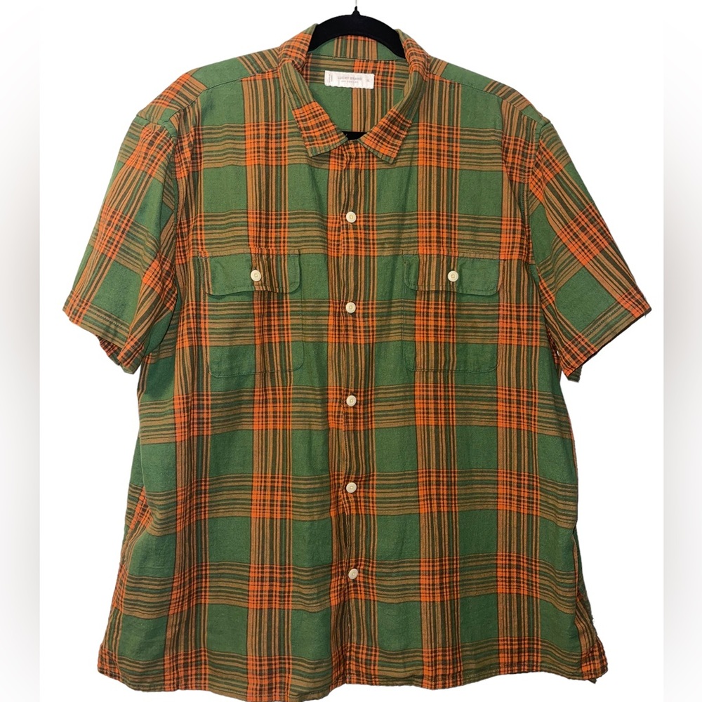 Lucky Brand Short Sleeve Collared Men’s XL Button Down Plaid Shirt